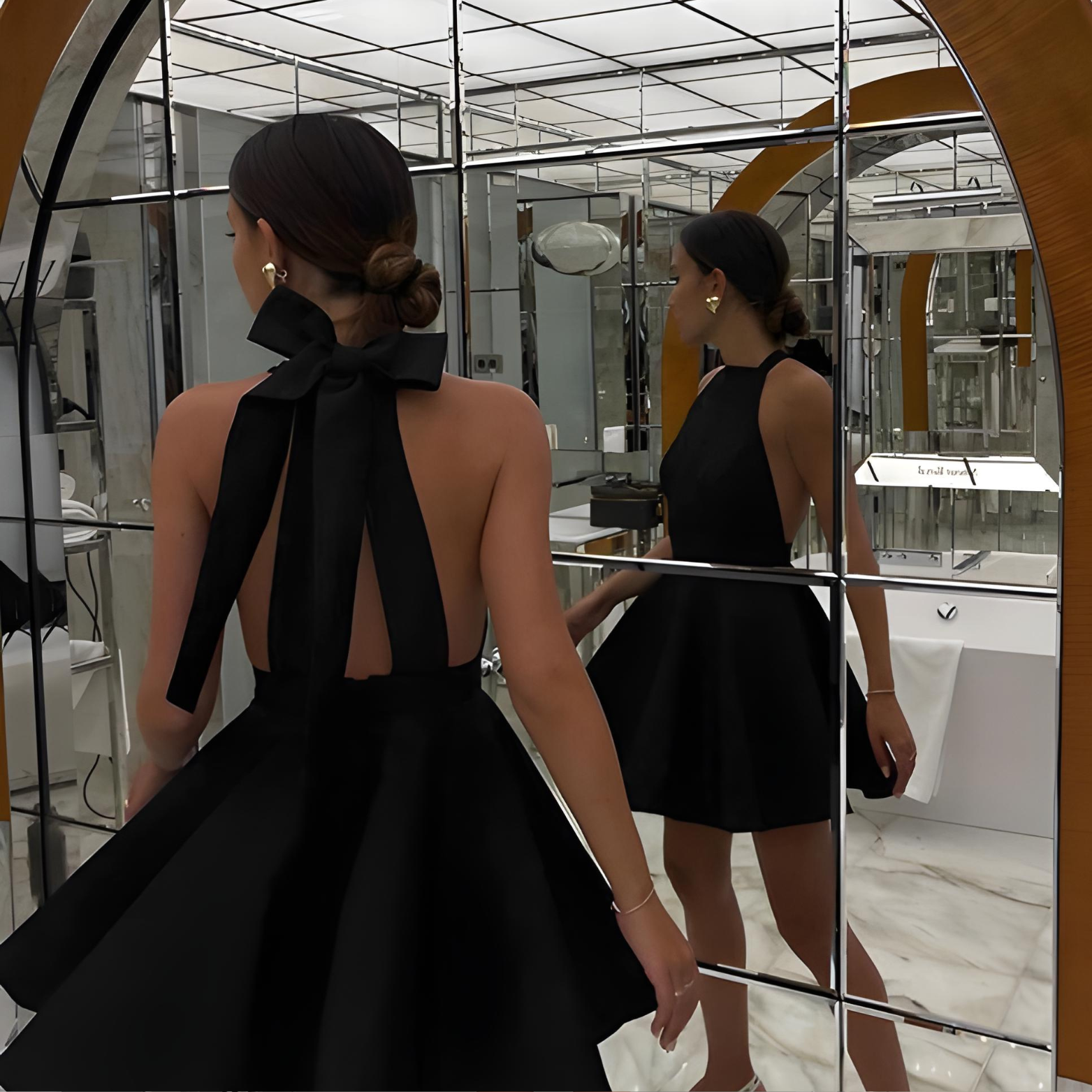 Noir Elegance Bow Dress